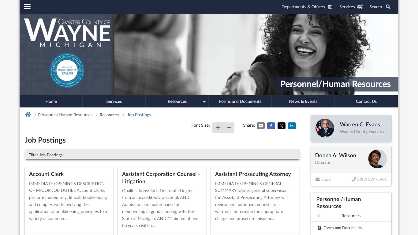Job Postings | Personnel/Human Resources - Wayne County, Michigan