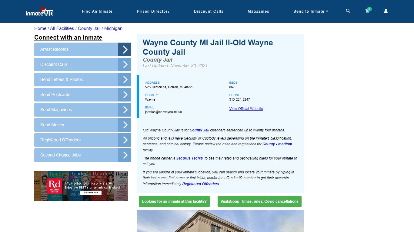 Wayne County MI Jail II-Old Wayne County Jail - Inmate Locator ...